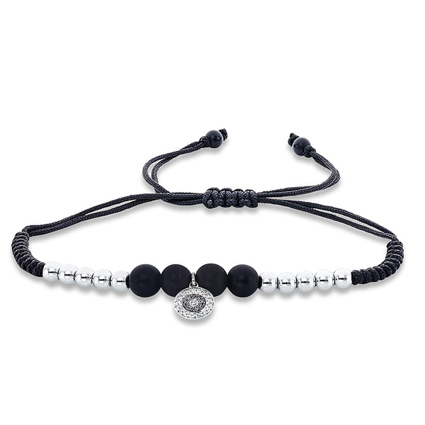 Armband 18 kt WG. Fassung teils schwarz rhodinie